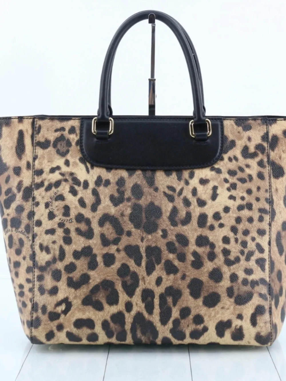 Dolce & Gabbana Leopard Print Large Tote Bag Black Leather - Picture 3 of 17